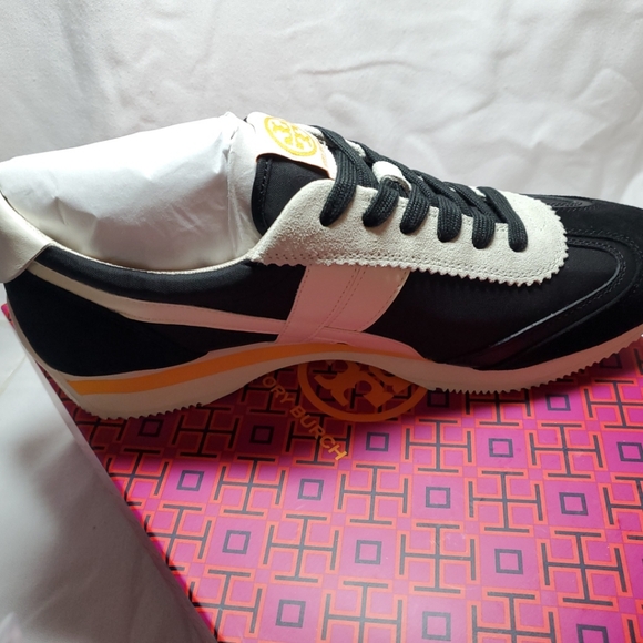 Tory Burch Hank Sneaker Nylon/ Nat Suede Perfect Black/ New Ivory 001 - Picture 3 of 10